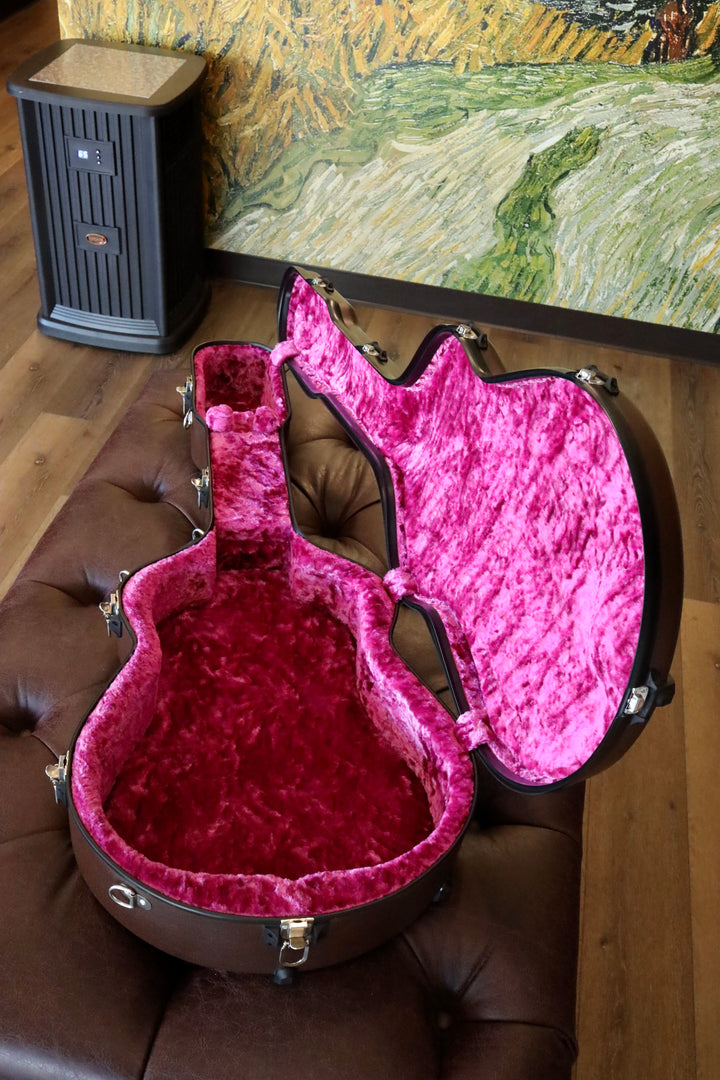 Calton Case - J-45 style, Brown Exterior/Pink Interior
