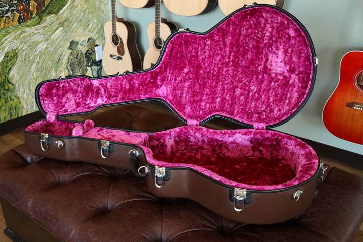 Calton Case - J-45 style, Brown Exterior/Pink Interior