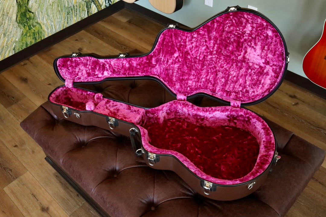 Calton Case - J-45 style, Brown Exterior/Pink Interior