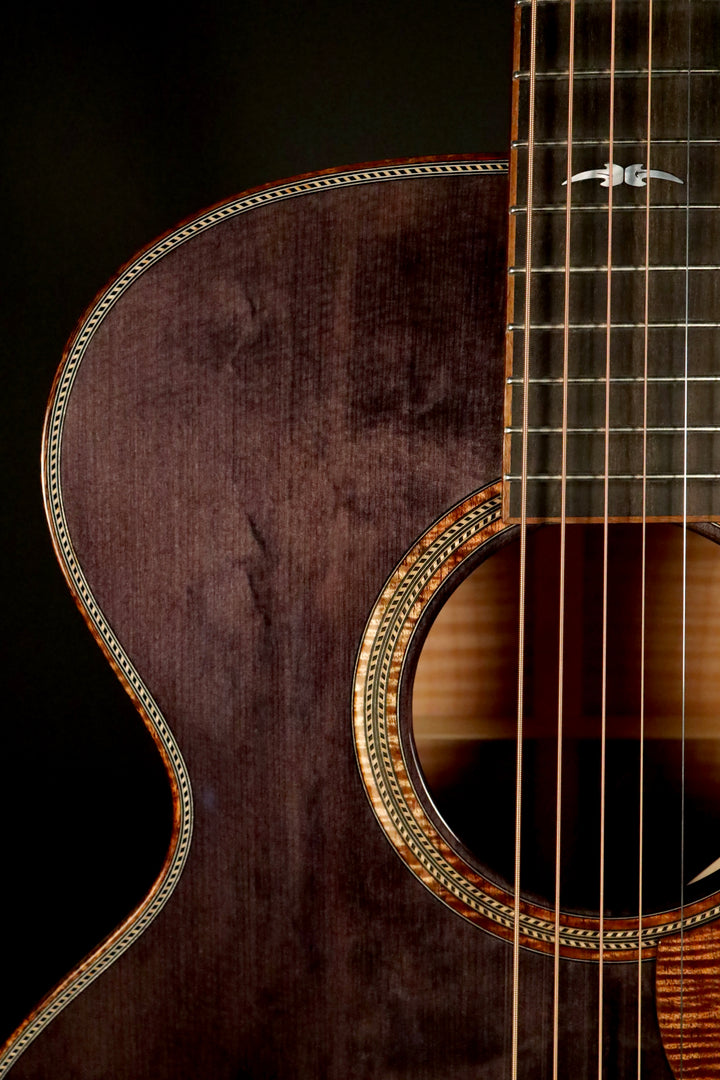 Huss and Dalton MJ Custom - Bearclaw Italian Spruce/Curly Maple/Trans Black Finish (NEW)